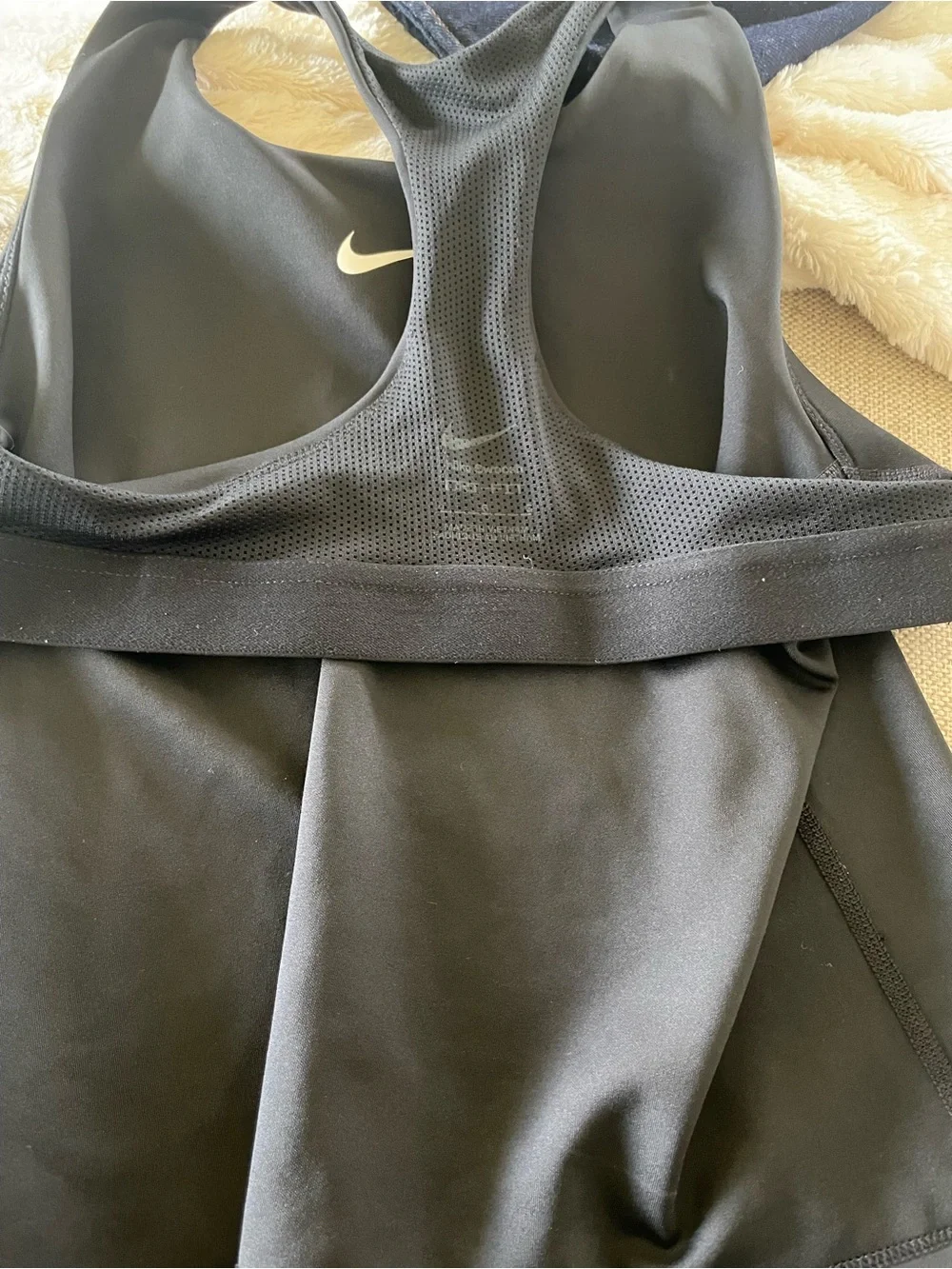 Nike Black Racerback Tank Top with White Swoosh